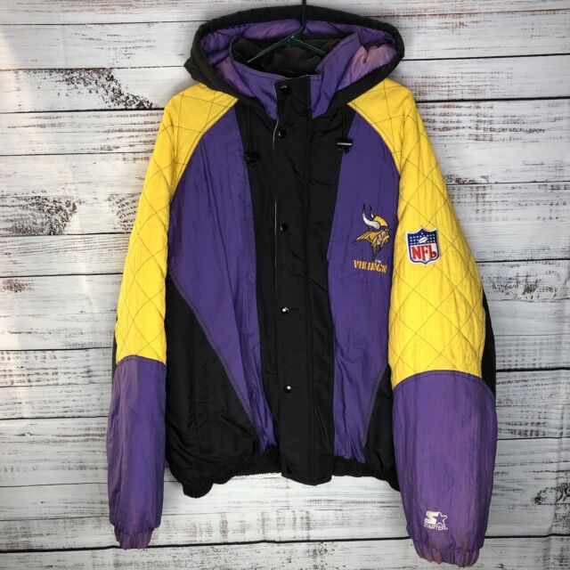 Women's Starter Purple Minnesota Vikings Full Count Satin Full-Snap Varsity Jacket Size: Medium