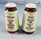 Mom Dad Salt Pepper Shakers Glazed Porcelain Japan Parent Gift Ma Pop Kitchen