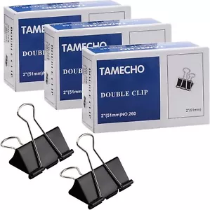 60Pcs Jumbo 2in Binder Clips Large Paper Clamps for Office Paperwork (Black) - Picture 1 of 8