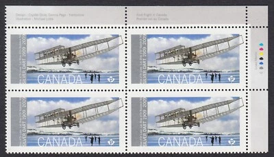 AVIÓN DARDO PLATEADO PRIMER VUELO 100º = UR Bloque de 4 Canadá 2009 #2317 MNH Foto 1 de 2