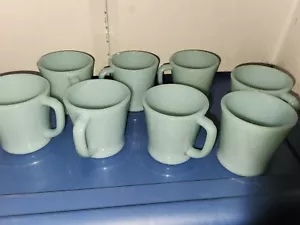 8 tazze vintage Fire-King Delphite blu chiaro vetro latte manico a D MCM USA HTF - Foto 1 di 8