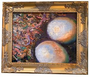 Twin Nest, 24x20, Original Oil Painting, Signed Art, Gold Frame