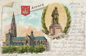 Alte Postkarte 2153 - Anvers - La Cathdrale / La Statue de Van Dyck