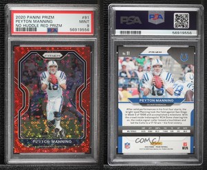 2020 Panini Prizm No Huddle Red Prizm /50 Peyton Manning #91 PSA 9 MINT HOF