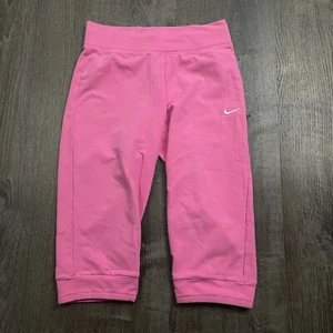 Nike Girls Dri-Fit Pants Athletic Pink Activewear Crop Pull On Sports Size M - Picture 1 of 4