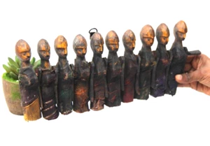 Vintage Wooden Set of 10 Creepy Dolls With Movable Hand Decor Old Original 15345 - Picture 1 of 13