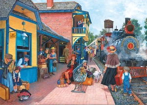 SunsOut Waiting at the Station 1000 Piece Jigsaw Puzzle By Susan Brabeau 44257 - Imagen 1 de 2