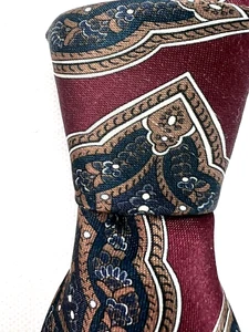 Vintage John Weitz Men's Ties Red/Burgundy & Green/ Tan Paisley Design Classic! - Picture 1 of 8
