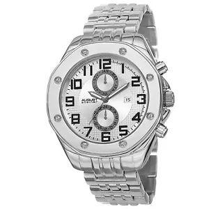 Men's August Steiner AS8140SS Swiss Dual Time Multifunction Silver Dial Watch - Picture 1 of 4