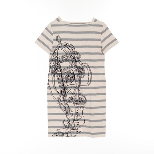 HERMÈS Abito HERMES BRIDES de GALA #34 maniche corte 17 7746 cotone beige grigio