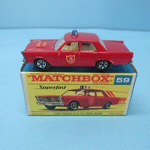MATCHBOX Superfast 59A Ford Galaxie Fire Chief Red / Hood and Sides Labels