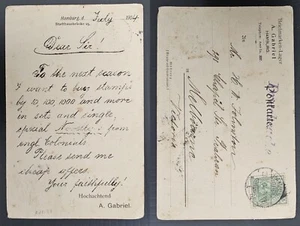 1904 Germany Postcard ties 5pfg stamp cd Hamburg-Melbourne - Bild 1 von 3