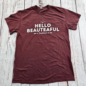 Hello Beauteaful TeaStori Maroon Short Sleeve Cotton Blend T-Shirt Men's M - Picture 1 of 7