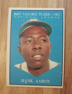 Tarjeta coleccionable Hank Aaron 1961 Topps #484 MVP béisbol MLB Milwaukee Braves - Imagen 1 de 10