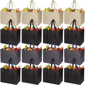 16 Pack Reusable Grocery Bags Large Foldable Heavy Duty Shopping Tote Produce Ba - Picture 1 of 8