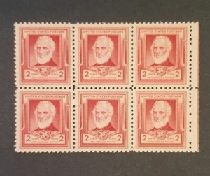 US Stamps, Scott #865 2c 1940 John Greenleaf Whitter block of 6 - Picture 1 of 2