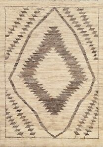 Thick-Plush Modern Moroccan Berber Geometric Hand-knotted Oriental Area Rug 5x7