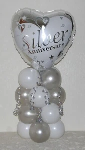 SILVER WEDDING - 25th ANNIVERSARY - FOIL BALLOON DISPLAY - TABLE CENTREPIECE - Picture 1 of 2