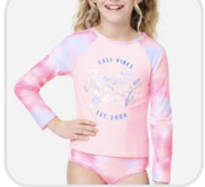 Justice Girls Size M 10 Tie-Dye Regland Rush Guard Bikini Swim Set - Picture 1 of 4