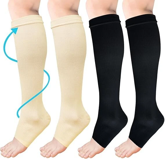 Calze a Compressione per Donne E Uomo, 2 Paia Elastici Compressione Graduata For - Immagine 1 di 1