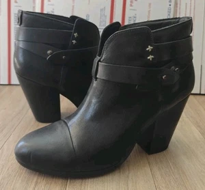 Rag & Bone Harrow Women's Black Leather Ankle Boots Size EU 40/US 8.5M - Picture 1 of 10