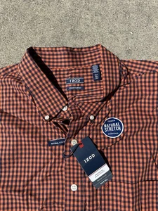 IZOD Premium Essentials Camicia Uomo 2XL Alta, Arancione Ruggine, Elasticizzata Naturale, Nuova con etichette - Foto 1 di 4