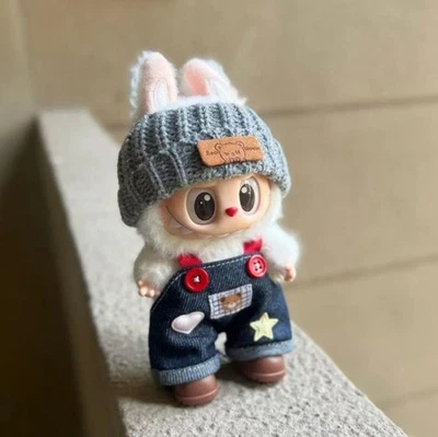 (No Dolls) Set For 17cm LABUBU Clothes The Monsters Doll Hat Overalls Shoes Suit - Image 1 of 3