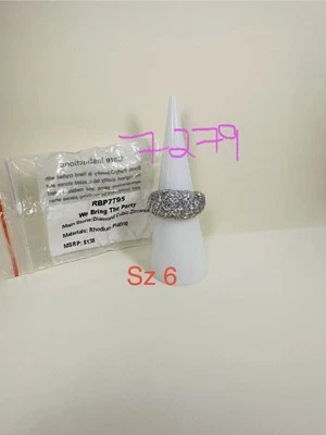 全新带盒 炸弹派对 尺寸 6 揭示戒指 RBP7795 我们带来派对钻石 CZ 铑 P — 第 1/4 张图片