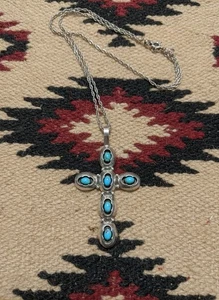 Großes Nancy Custer Navajo Türkis Kreuz - Bild 1 von 4