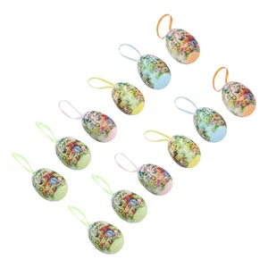 12 Piezas Huevo de Pascua Juguete Colorido Huevo de Pascua Decoración Pintado a Mano - Imagen 1 de 12