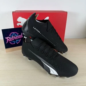 Botas de fútbol PUMA talla Uk 9 Ultra Match FG/AG tachuelas moldeadas negras con cordones - Imagen 1 de 9