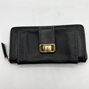 Brighton Geldbörse schwarz Leder goldfarbener Besatz umlaufender Reißverschluss - Bild 1 von 7
