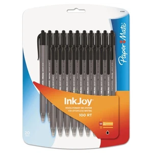 Paper Mate InkJoy 100RT Retractable Ballpoint Pen 1.0mm Black Ink 20/Pack - Picture 1 of 6