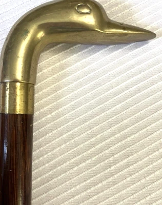 Solid Brass DUCK HEAD Handle Umbrella 35" Overall - Image 1 of 4
