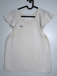 Molli Damen Rüschen Flügelärmel Strick Top Beige Größe Medium 15,5x24 - Bild 1 von 12