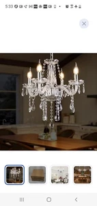 LUXURY CLEAR MINI CRYSTAL ANTIQUE STYLE SMALL CANDLE CHANDELIER, NEW - Picture 1 of 6