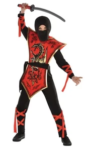 Amscan Ninja Assassin Dragon Red Black Gold Childrens Halloween Costume Lg B6 - Picture 1 of 2