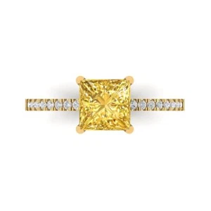 1.62Ct Princess Cut Natural Citrine Engagement Ring for Women, 14K Yellow Gold - Picture 1 of 11