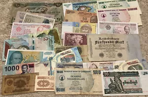 More details for collection of 25 x worldwide banknotes. old and new bank notes.