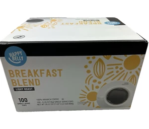(100er Pack) Happy Belly Decaf Light Roast Kaffeepads, Frühstücksmischung, K-Cup Pod - Bild 1 von 4