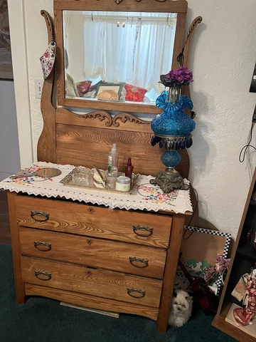 Oak Dresser with Mirror Cover