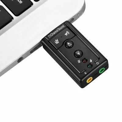 USB 2.0 External 7.1 Channel 3D Virtual Audio Sound Card Mic Adapter Laptop PC - Image 1 of 4