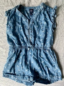 Gap Girls 5T Chambray Romper Blue Printed - Picture 1 of 3
