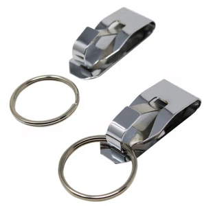 2 Pcs Secure Belt Clip Key Holder w Metal Hook & Heavy Duty 1 1/4" Keychain Ring - Picture 1 of 8