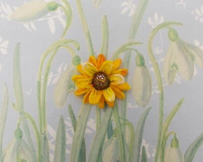 SUNFLOWER TIE PIN Yellow Flower Tie Tack Yellow Daisy Lapel Pin HAND PAINTED  - Image 1 of 4