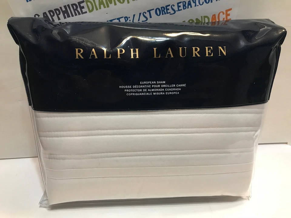 Ralph Lauren European Euro Sham Reed 26 X 26 Deco White Washable Quilted