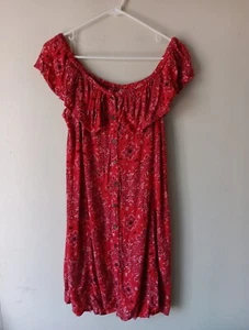 Mudd Dress Girls Size M Red Boho Paisley Print  Button Down dress - Picture 1 of 17