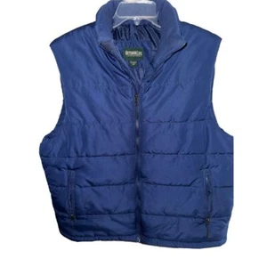 OUTDOOR LIFE MENS PUFFER VEST JACKET Navy Fleece Collat size Large - Picture 1 of 7