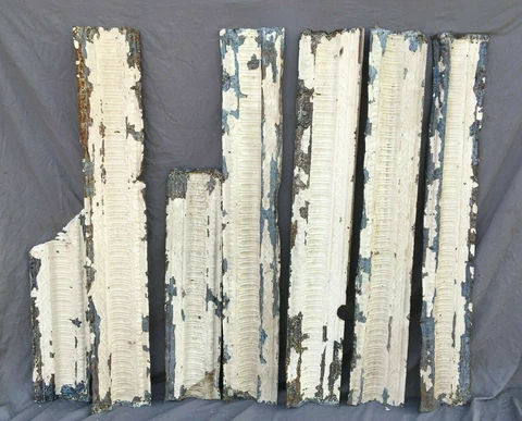 Lot of Antique Tin Ceiling Boarder Trim White Egg & Dart Architectural 1209-20B Cover