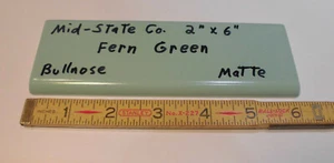 1 Stk. Vintage * ferngrün * 2 "x 6" matte Keramik Bullnose Fliese von Mid-State Co. - Bild 1 von 14